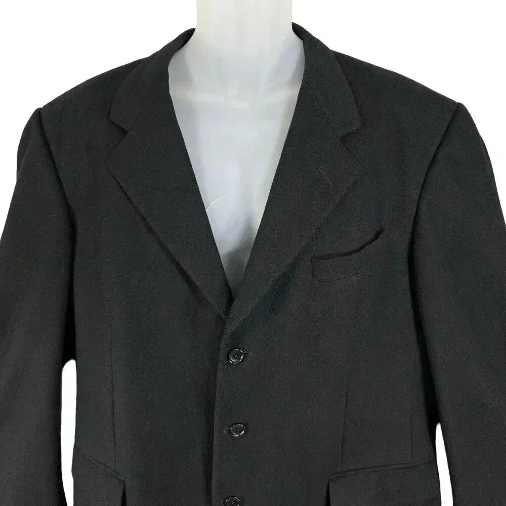 Hickey Freeman Mens 44 Long 100% Cashmere Black Sport Coat Wedding Old Money